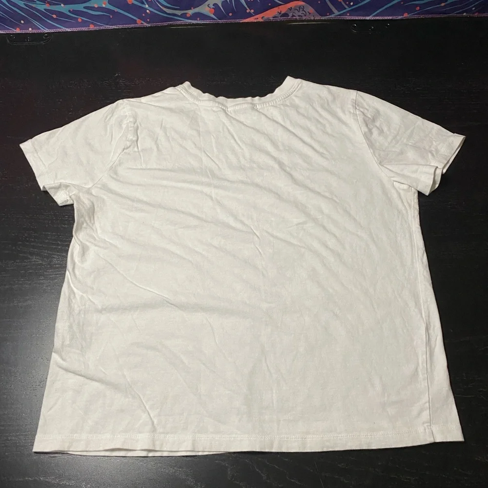 Forever 21 White Crew Neck Graphic Tee - Single Line Face - Picture 7 of 7